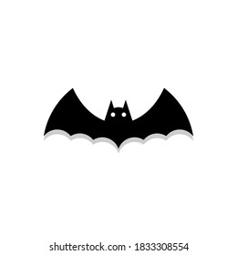 Halloween bat icon with glowing eyes, Halloween holiday. Shadow design. Isolated icon. Flat style vector illustration.