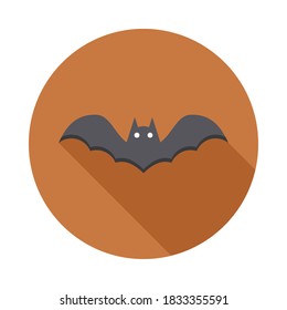 Halloween bat icon with glowing eyes, Halloween holiday. Isolated icon. Flat style vector illustration.