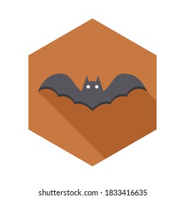 Halloween bat icon with glowing eyes, Halloween holiday. Isolated icon. Flat style vector illustration.