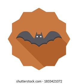 Halloween bat icon with glowing eyes, Halloween holiday. Isolated icon. Flat style vector illustration.