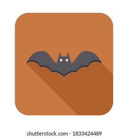 Halloween bat icon with glowing eyes, Halloween holiday. Isolated icon. Flat style vector illustration.