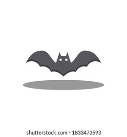Halloween bat icon with glowing eyes, Halloween holiday. Shadow design. Isolated icon. Flat style vector illustration.