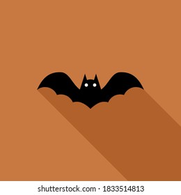 Halloween bat icon with glowing eyes, Halloween holiday. Isolated icon. Flat style vector illustration.