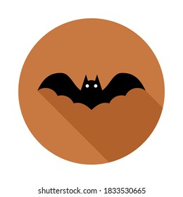 Halloween bat icon with glowing eyes, Halloween holiday. Isolated icon. Flat style vector illustration.