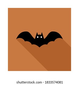 Halloween bat icon with glowing eyes, Halloween holiday. Isolated icon. Flat style vector illustration.