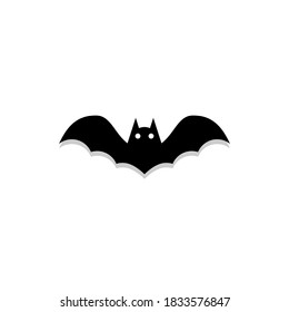 Halloween bat icon with glowing eyes, Halloween holiday. Shadow design. Isolated icon. Flat style vector illustration.