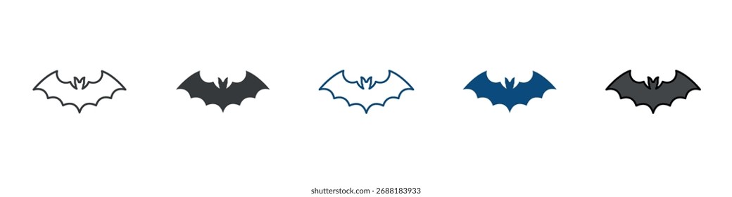 Conjunto de iconos de murciélago de Halloween Colección de estilo múltiple