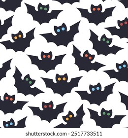 Halloween bat icon vector cartoon seamless pattern background.