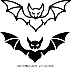 Ícones de morcego de Halloween - Ilustração do vetor animal voador preto e branco