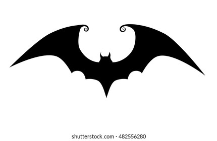 Halloween bat isolated on white background. Black vampire animal. Flying vector bat. 