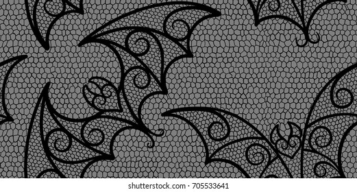 Halloween Bat Lace Pattern in Grey