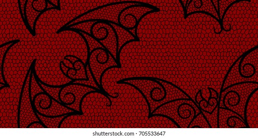 Halloween Bat Lace Pattern in Red