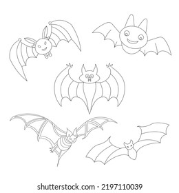 Halloween Bat Line Art Illustration For Coloring Page