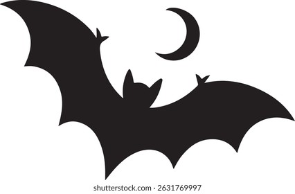 Halloween bat line art silhouette vector illustration