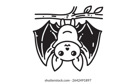 Halloween bat line art silhouette vector illustration