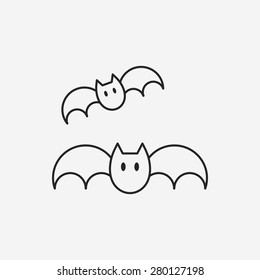 halloween bat line icon