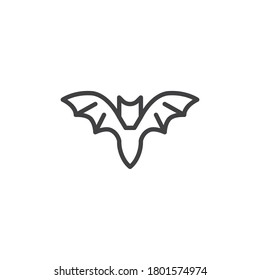Halloween bat line icon. linear style sign for mobile concept and web design. Flying bat outline vector icon. Symbol, logo illustration. Vector graphics