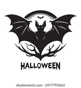 Halloween Bat Logo Type Vector Art