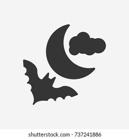 Halloween bat moon and cloud icon illustration isolated vector sign symbol