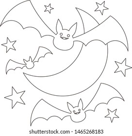 Halloween bat moon star vector illustration