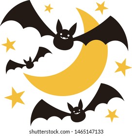 Halloween bat and moon vector illustration