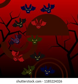 halloween bat night vector illustration