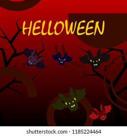 halloween bat night vector illustration