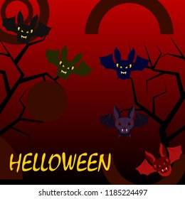 halloween bat night vector illustration