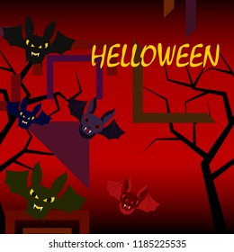 halloween bat night vector illustration