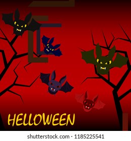 halloween bat night vector illustration