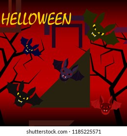 halloween bat night vector illustration