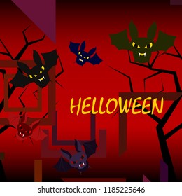 halloween bat night vector illustration