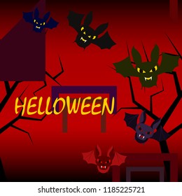 halloween bat night vector illustration