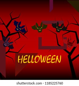 halloween bat night vector illustration