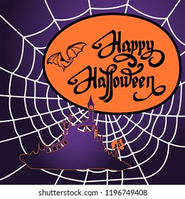 Halloween bat on web background,Happy Halloween message design vector illustration.