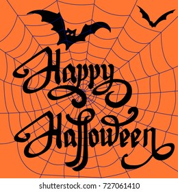 Halloween bat on web background,Happy Halloween message design vector illustration.