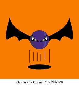 Halloween Bat orange background cartoon character trick or treat vector illustration