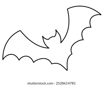 halloween bat outline vector design isolated on white background. Black line icon halloween bat, vector.