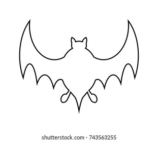 halloween bat outline vector  design isolated on white background