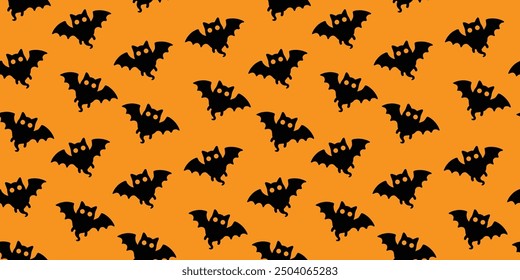 Halloween Bat Pattern - Seamless Orange and Black Design