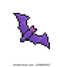 Halloween bat pixel icon isolated on white background, vector sign symbol.