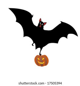 Halloween bat with pumpkin