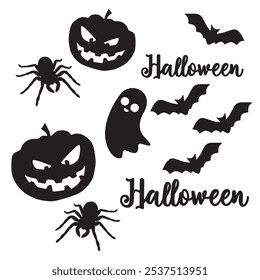 Halloween Bat Pumpkin spider ghosts