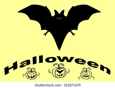 Halloween bat and pumpkin vector illustration 