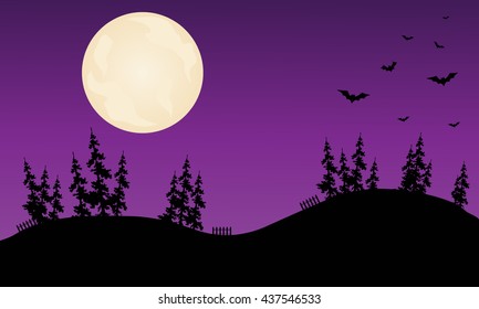 Halloween bat purple backgrounds of silhouette vector
