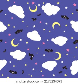 Halloween bat repeat seamless pattern