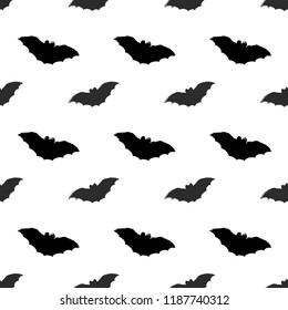 Halloween bat seamless pattern. Abstract minimalistic black and white pattern. 