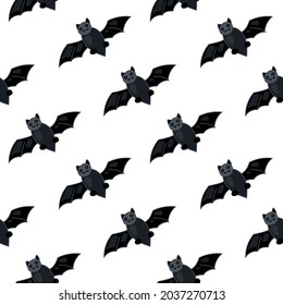 Halloween bat Seamless Pattern. Cute, hand drawn, doodle.