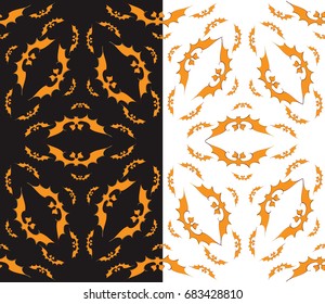 Halloween bat seamless pattern in two versions for wrapping paper or greeting cards