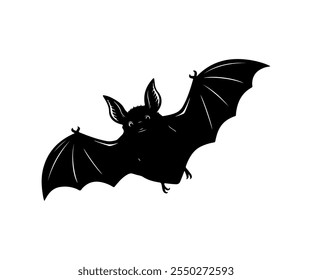 Halloween bat set. Black silhouette Halloween bat vector illustration